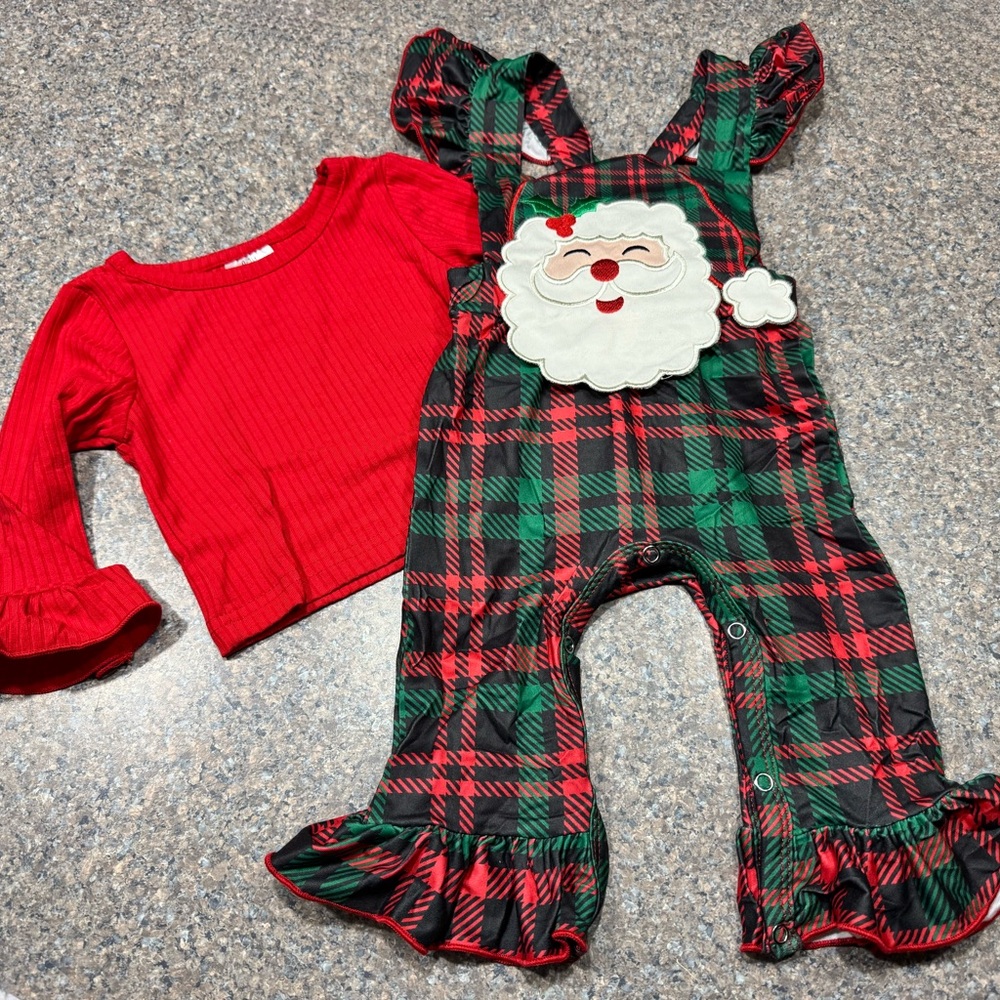 Festive Santa Plaid Baby Romper 3/6 months